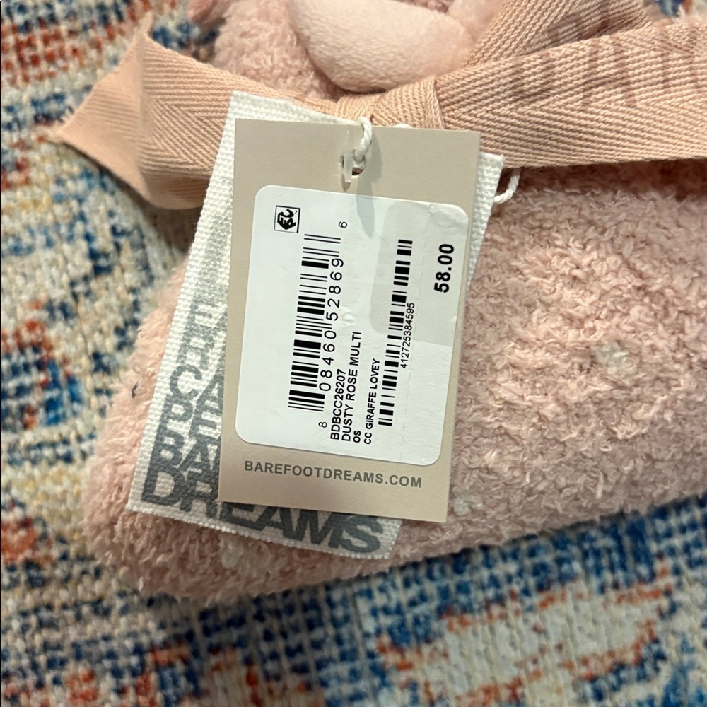 Barefoot Dreams CozyChic Giraffe Lovey in Dusty Rose Multi NWT - Picture 4 of 4